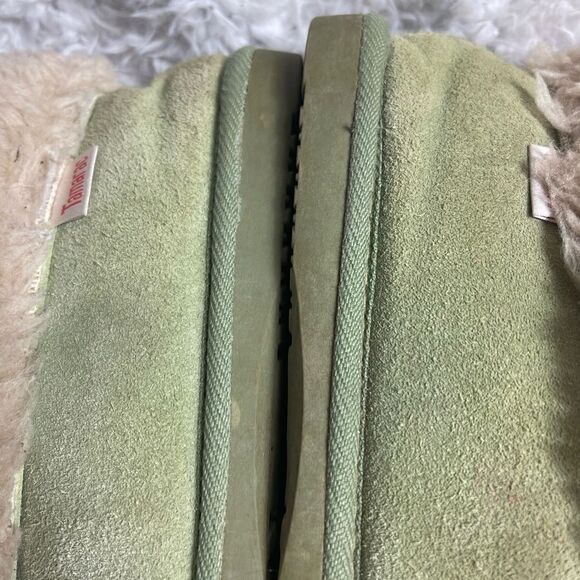 Tamarac leather suede mintGreen sleepers beige shearling lining rubber soles SZ9 - Picture 6 of 10